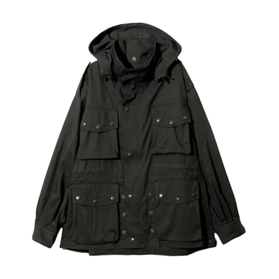 Needles Black Oversized Jacket with Removable Hood and Workwear Design PU186B