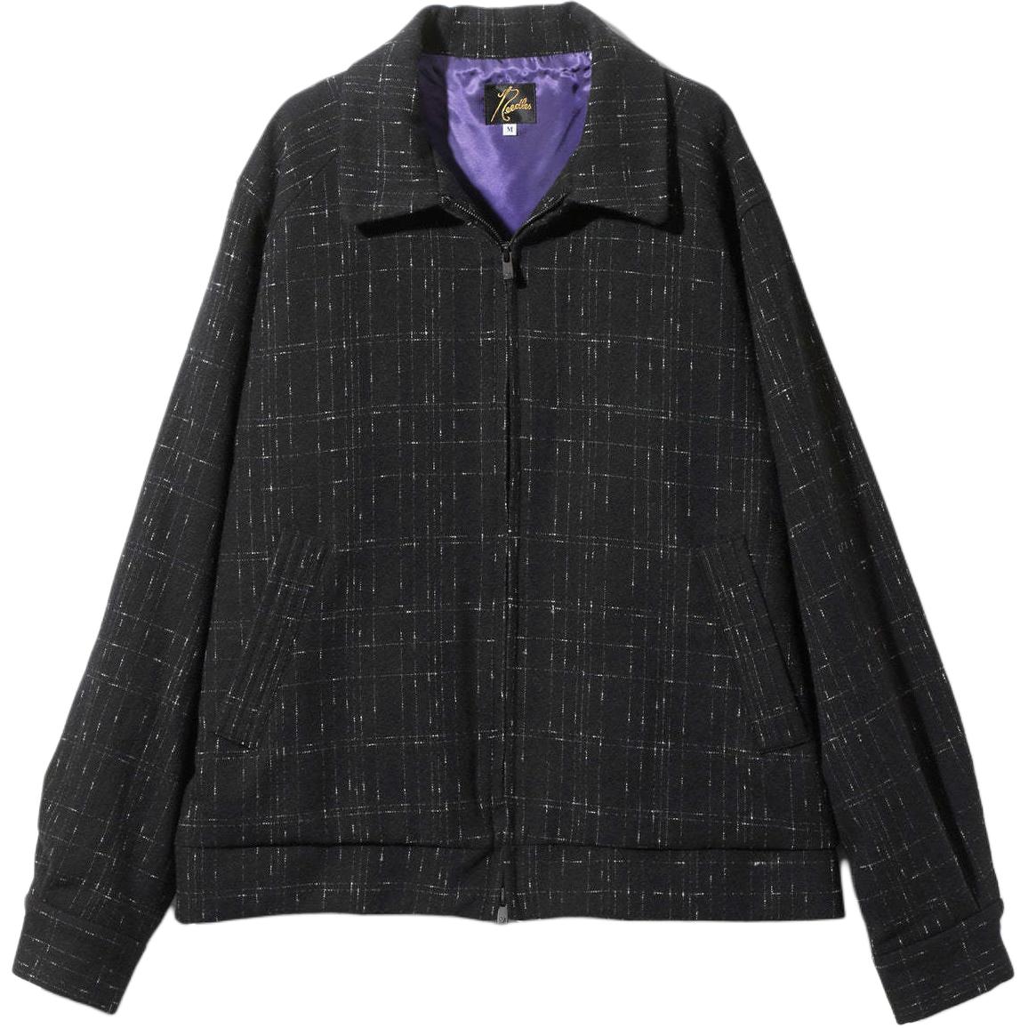 Needles Black Plaid Short Jacket with Two-Way Zipper Long Sleeves PU114