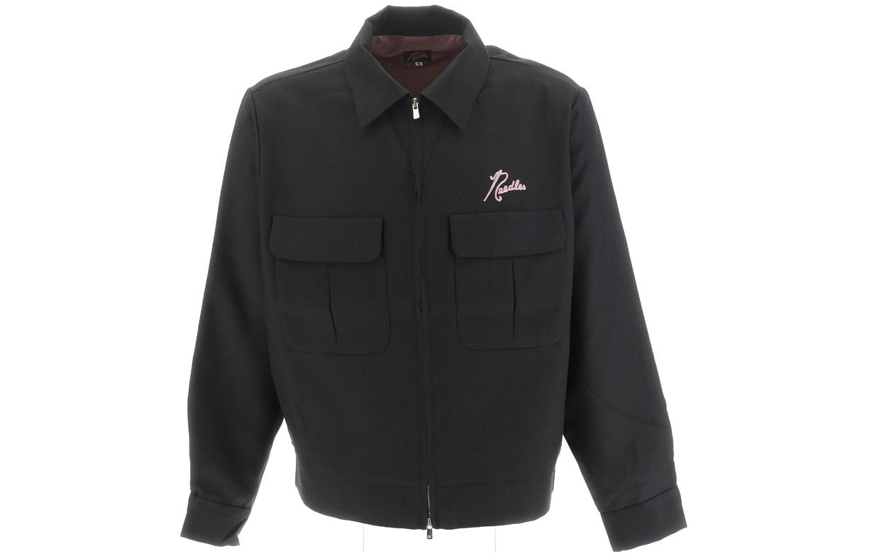 Needles Black Solid Print Turn-Down Collar Long-Sleeve Jacket MR196000BLACK