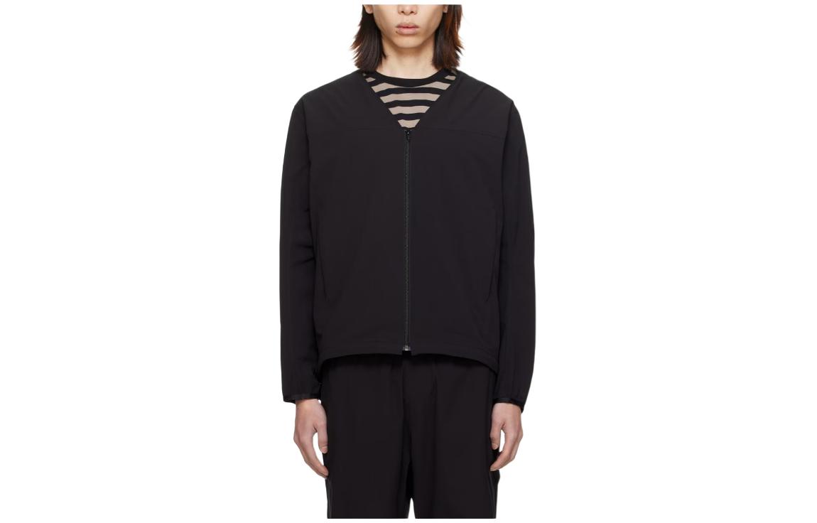 Needles Black Solid V-Neck Zip-Up Jacket 241821M200003