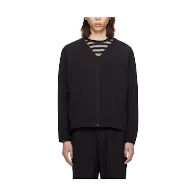 Needles Black Solid V-Neck Zip-Up Jacket 241821M200003