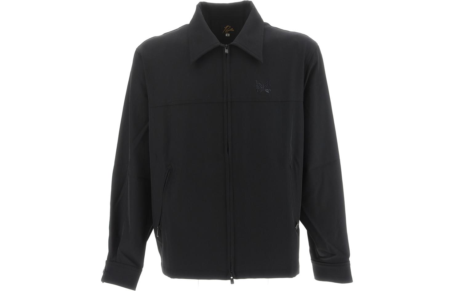 Needles Black Solid Zip-Up Collared Jacket MR203000BLACK
