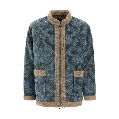 Needles Blue Floral Full-Print High-Neck Zip-Up Jacket LQ1100650