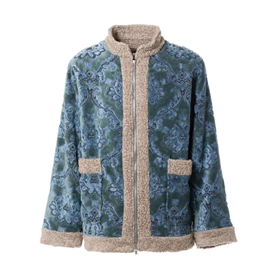 Needles Blue Full-Print Floral Zip-Up Jacket LQ110-BLU-GRY