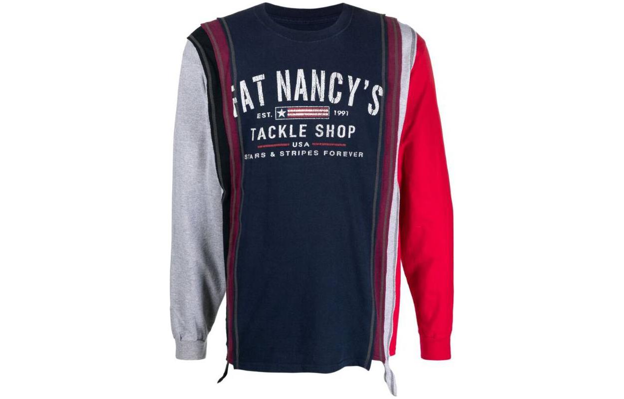 Needles Blue Letter Crewneck Long Sleeve Sweatshirt NS3131