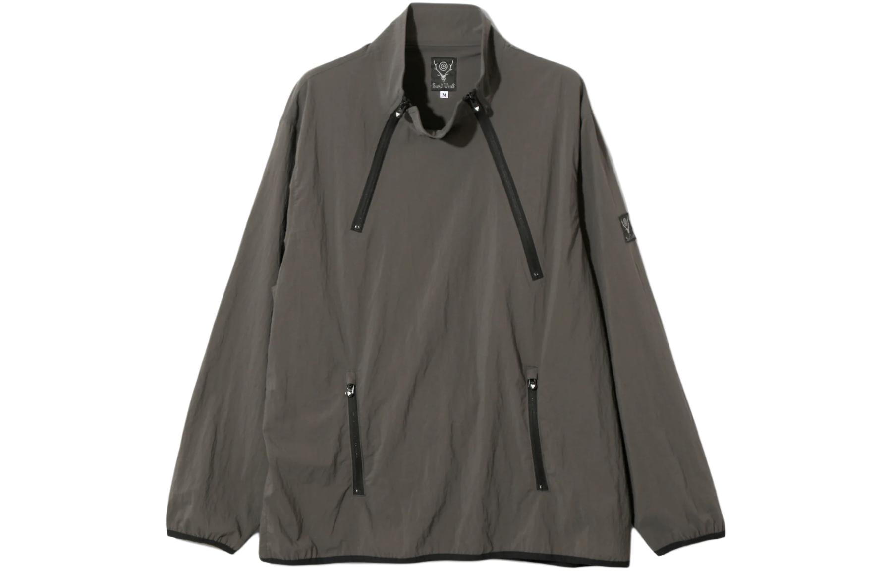 Needles Brown Collapsible Stand Collar Pullover Jacket Unisex Long Sleeve OT104C