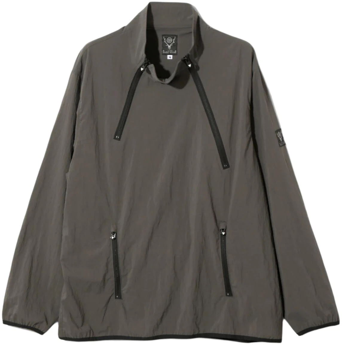 needles-brown-collapsible-stand-collar-pullover-jacket-unisex-long-sleeve-ot-104-c