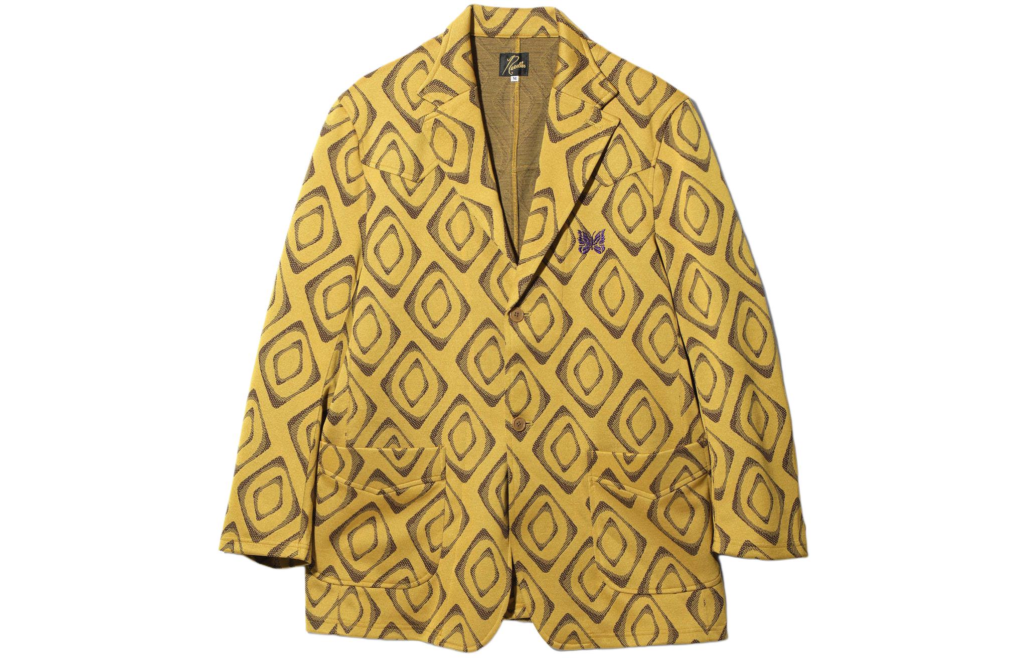 Needles Butterfly Embroidered Button-Up Jacket Yellow Unisex OT222D