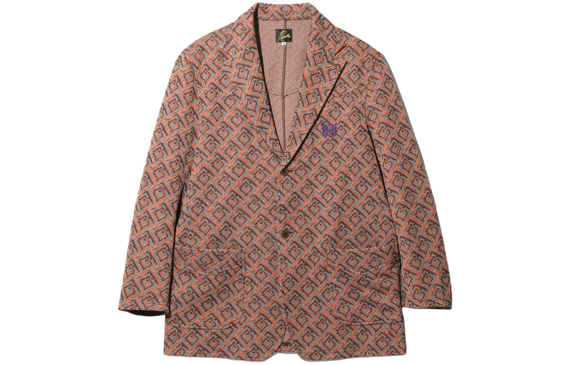 Needles Butterfly Embroidered Button-Up Long Sleeve Jacket Unisex Orange OT222C