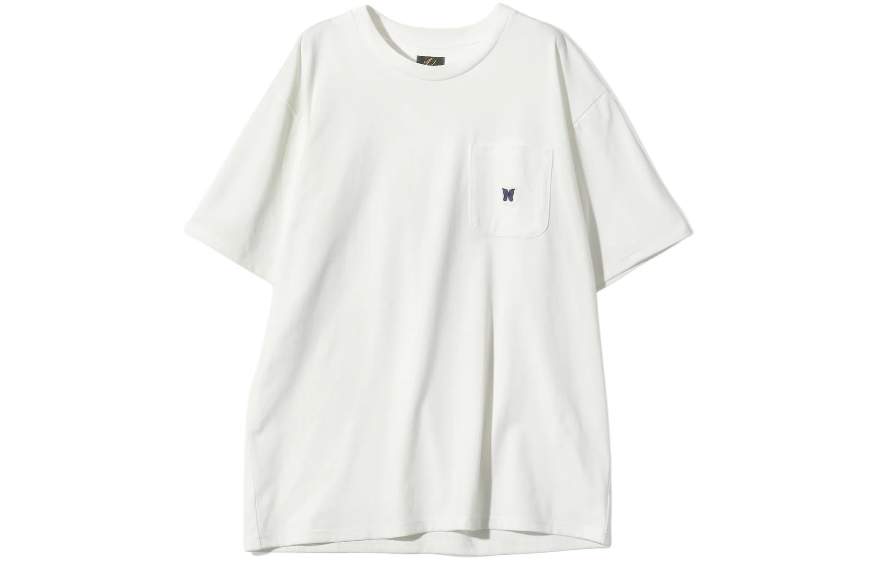 Needles Butterfly Embroidered Crewneck Short-Sleeve T-Shirt Unisex White OT262A