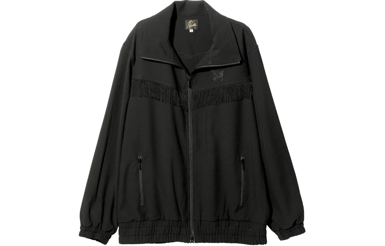 Needles Butterfly Embroidered Fringe Collar Jacket Unisex Black OT198D