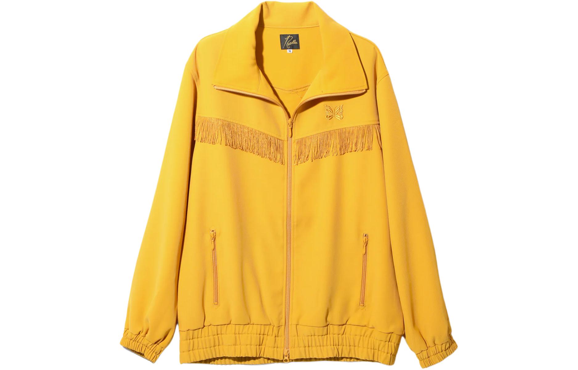 Needles Butterfly Embroidered Fringe Collar Jacket Yellow Unisex OT198A