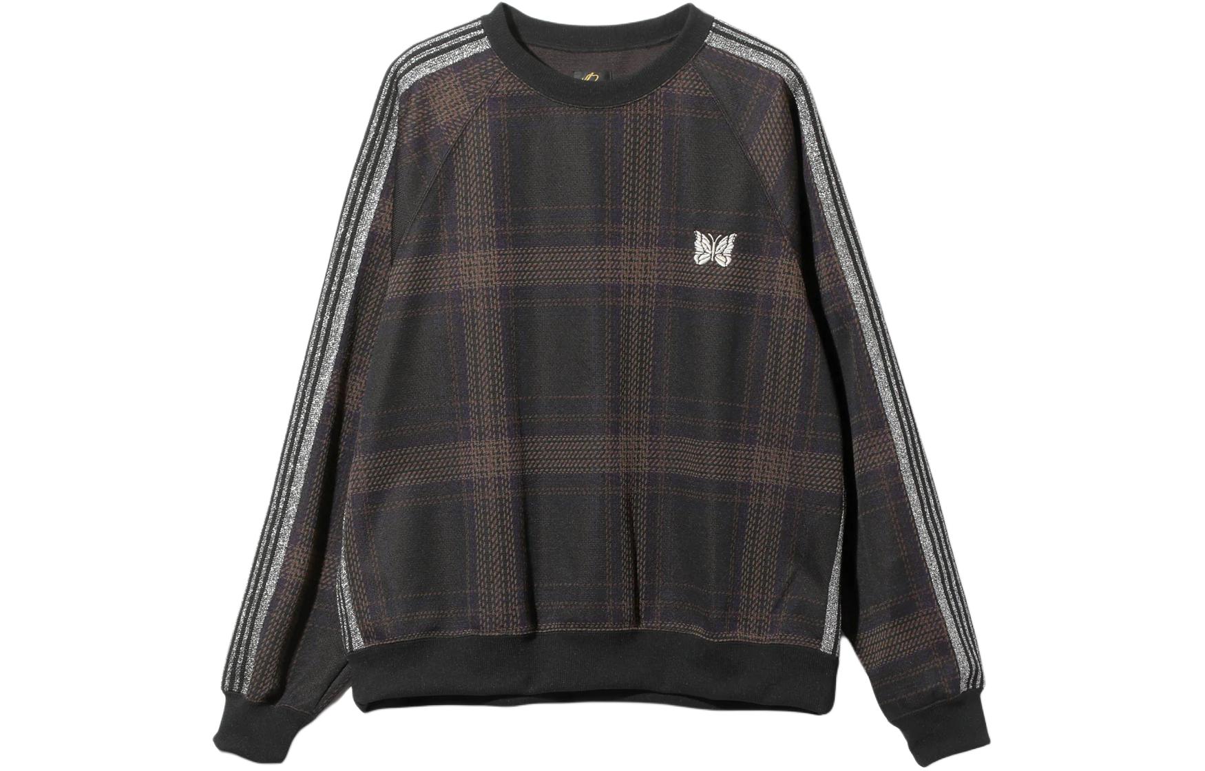 Needles Butterfly Embroidered Jacquard Crewneck Sweatshirt Unisex Brown NS1501B