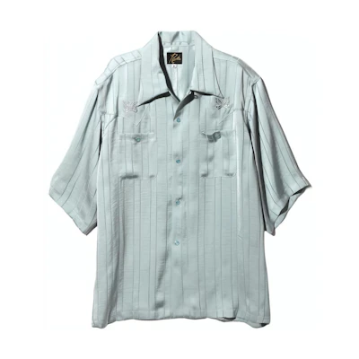Needles Butterfly Embroidered Striped Polo Shirt Mint Unisex. OT202B
