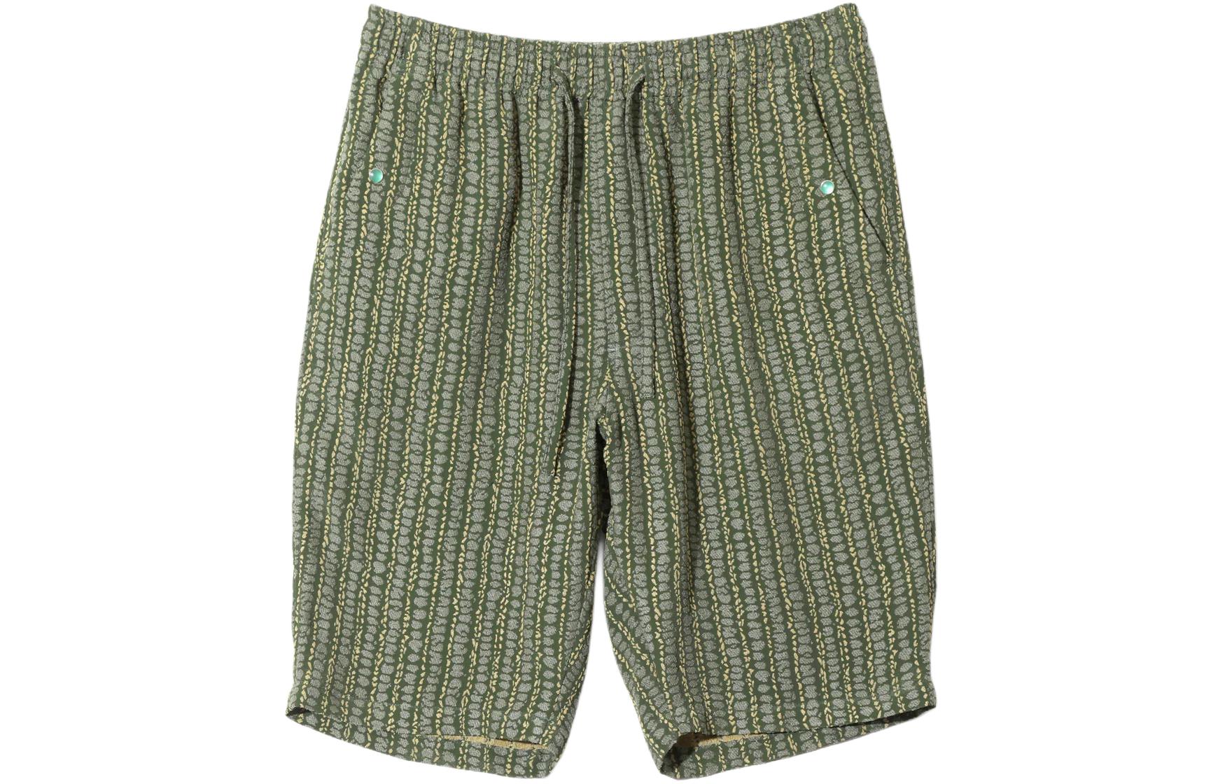 Needles Butterfly Embroidered Striped Shorts Unisex Green OT134B