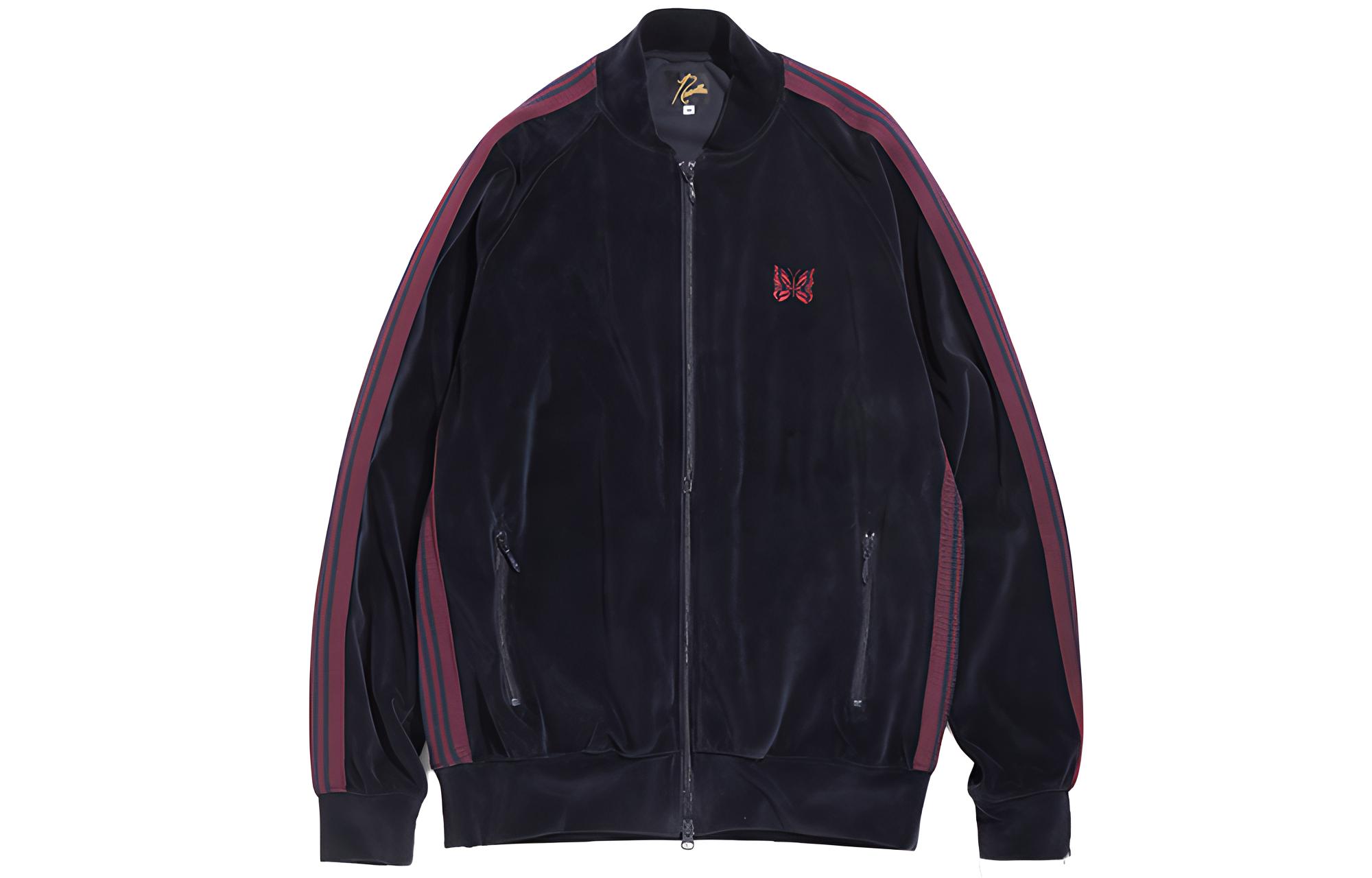 Needles Butterfly Embroidered Velvet Track Jacket Unisex Maroon HM230B