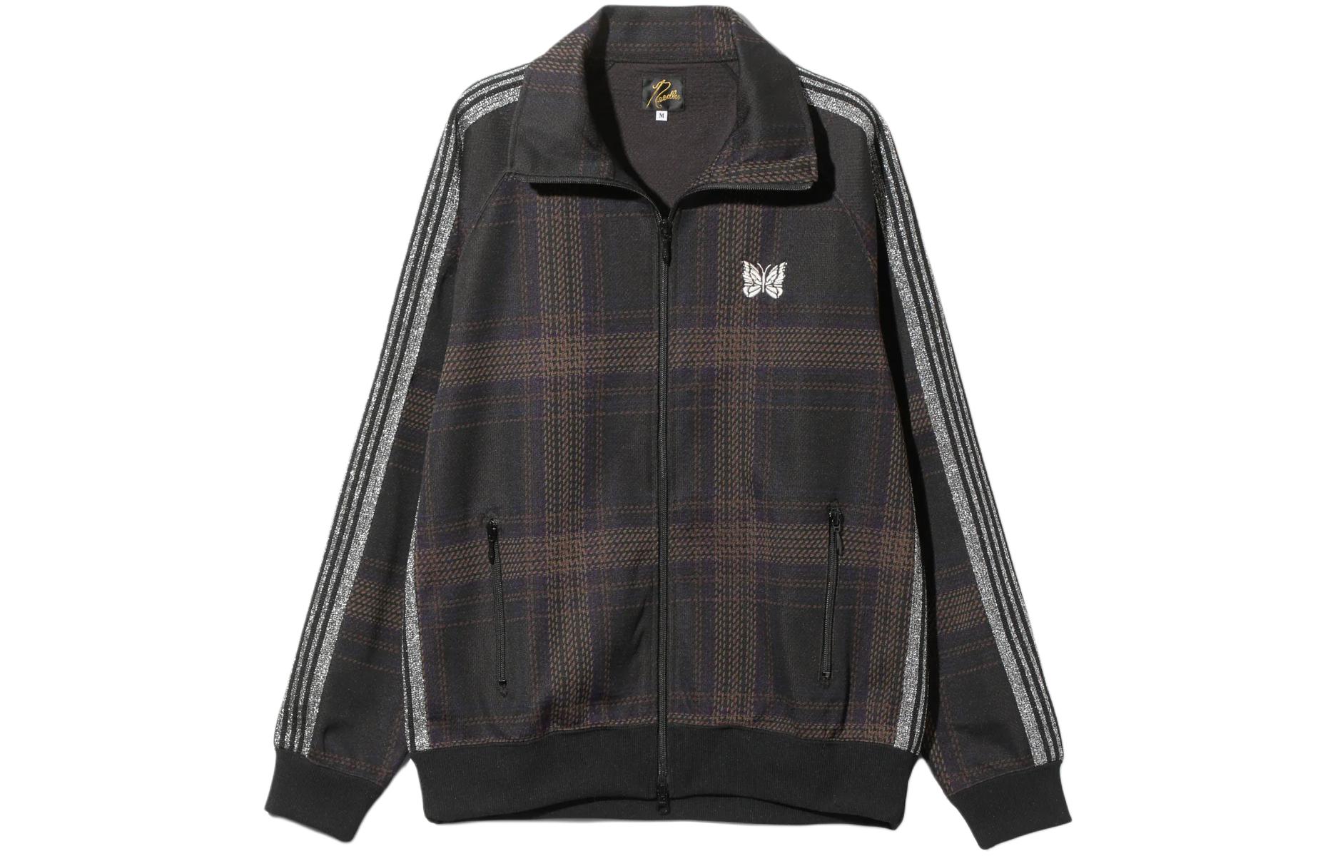 Needles Butterfly Embroidered Zip Polo Jacket Brown Unisex NS1500B