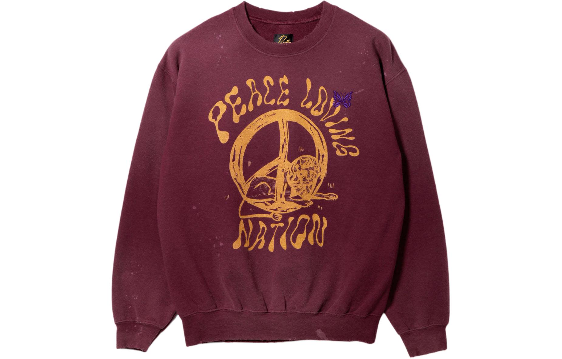 Needles Butterfly Logo Crewneck Sweatshirt Unisex Berry Color OT2016C