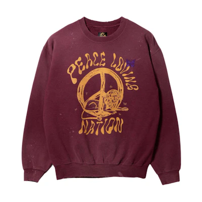 Needles Butterfly Logo Crewneck Sweatshirt Unisex Berry Color OT2016C