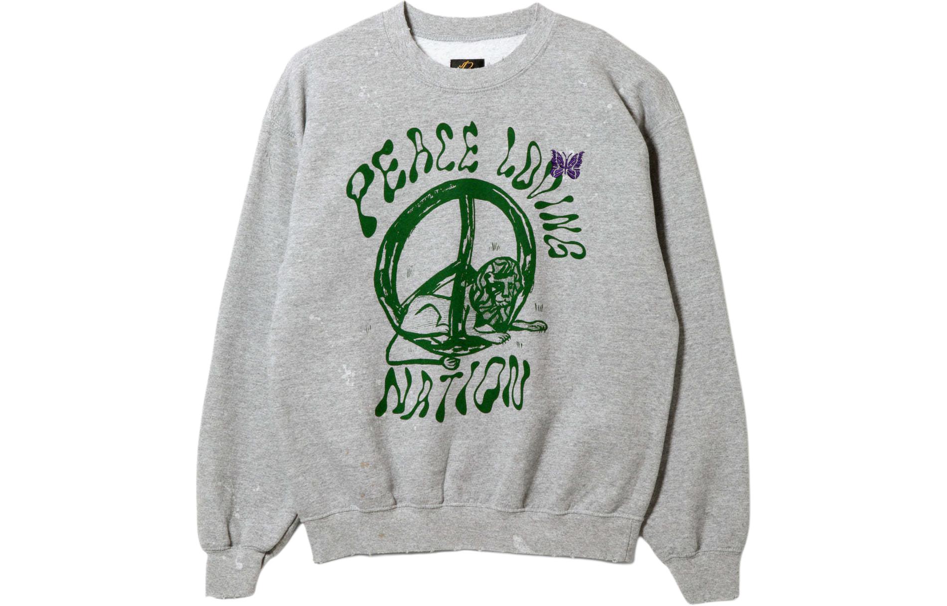 Needles Butterfly Logo Crewneck Sweatshirt Unisex Gray OT2016A