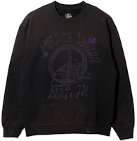 Needles Butterfly Logo Print Crewneck Sweatshirt Unisex Black OT2016B Needles Butterfly Logo Print Crewneck Sweatshirt Unisex Black OT2016B