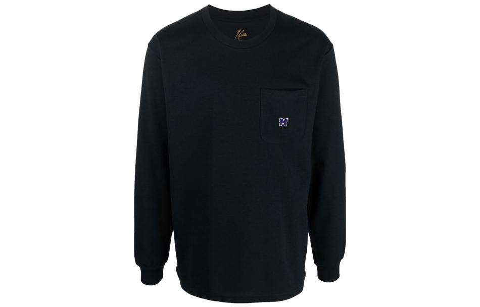 Needles Butterfly Print Crewneck Sweatshirt Black KP241C-BLACK