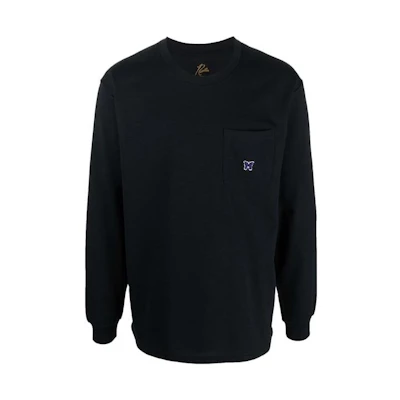 Needles Butterfly Print Crewneck Sweatshirt Black KP241C-BLACK