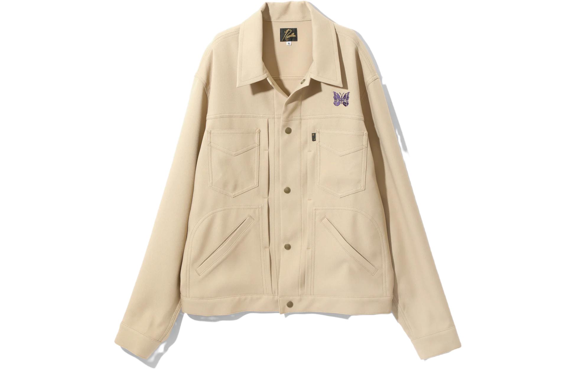 Needles Butterfly Print Long-Sleeve Jacket Beige Unisex MR224A