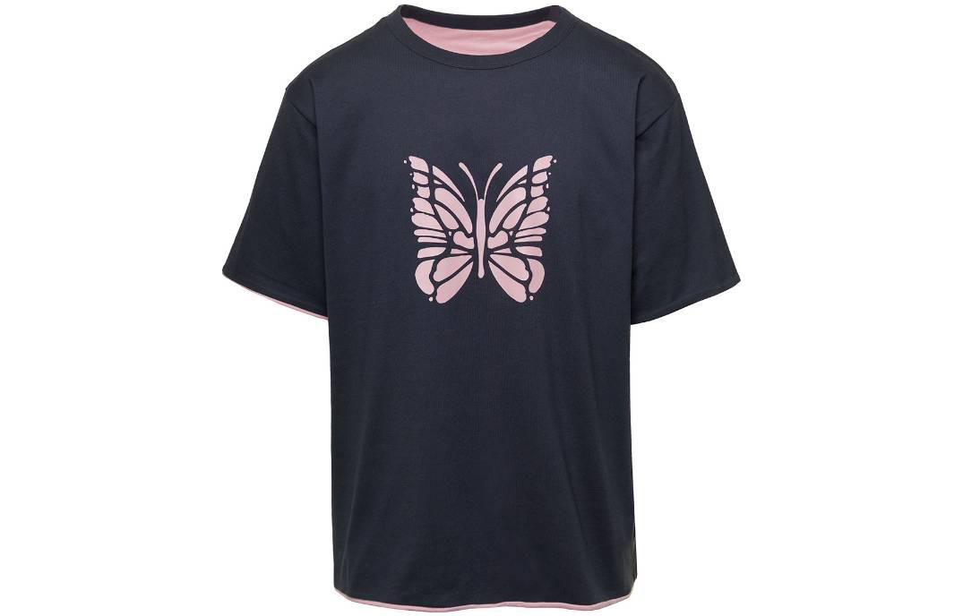 Needles Butterfly Print Short Sleeve Crewneck T-Shirt MR312C