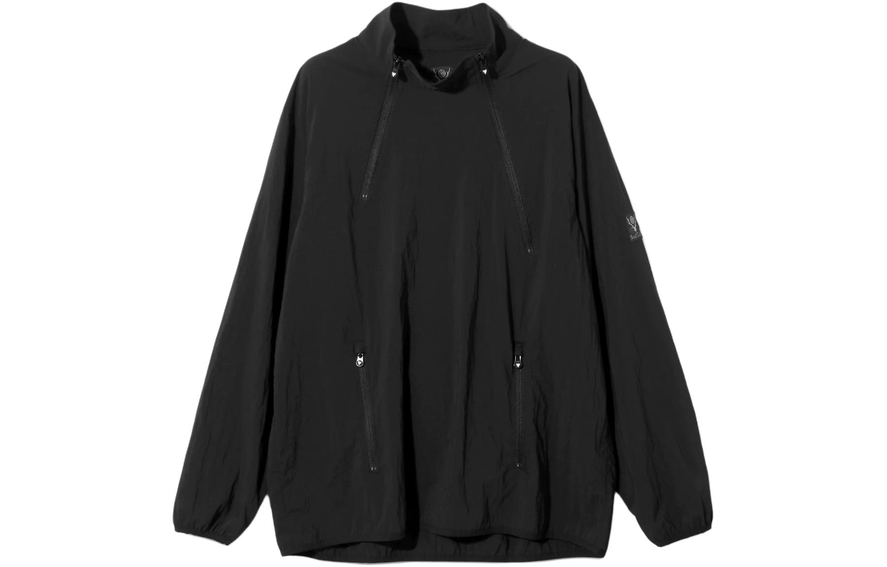 Needles Collapsible Stand Collar Pullover Jacket Unisex Black OT103C