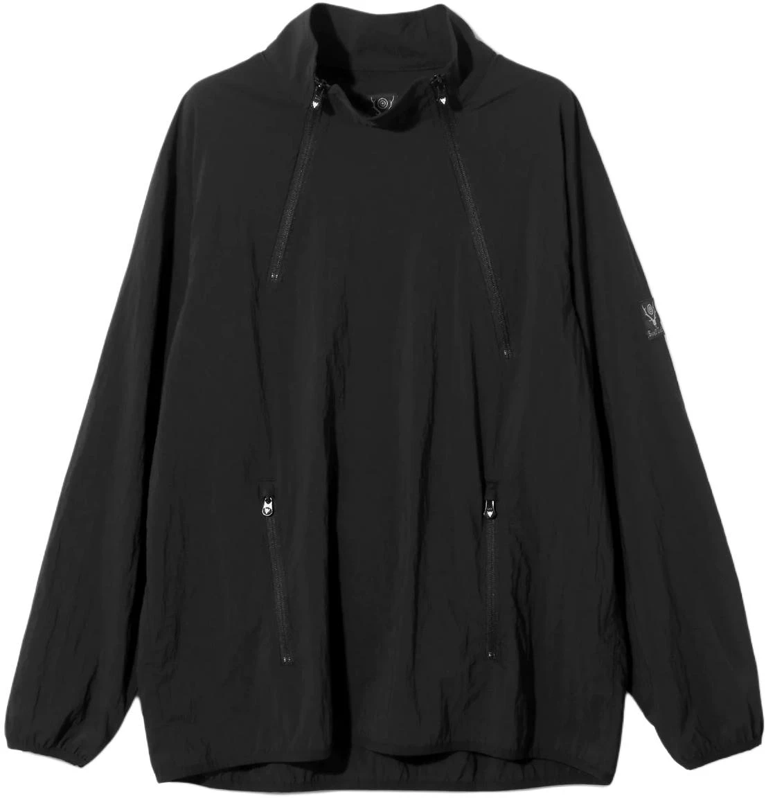 needles-collapsible-stand-collar-pullover-jacket-unisex-black-ot-103-c