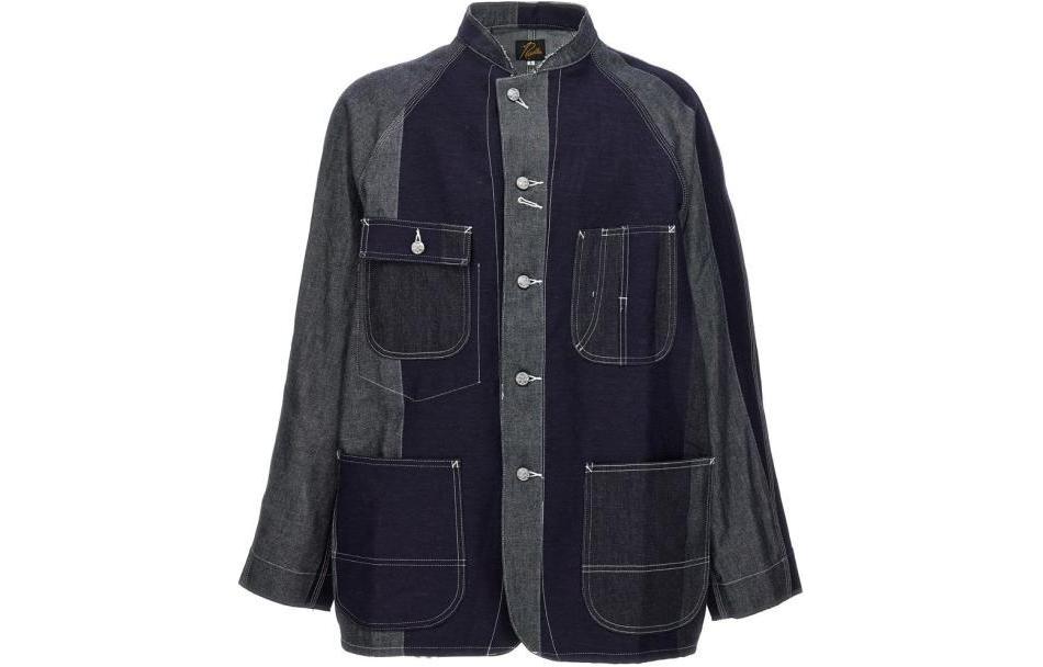 Needles Colorblock Raglan Sleeve Jacket Navy Blue OT173B