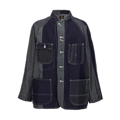 Needles Colorblock Raglan Sleeve Jacket Navy Blue OT173B