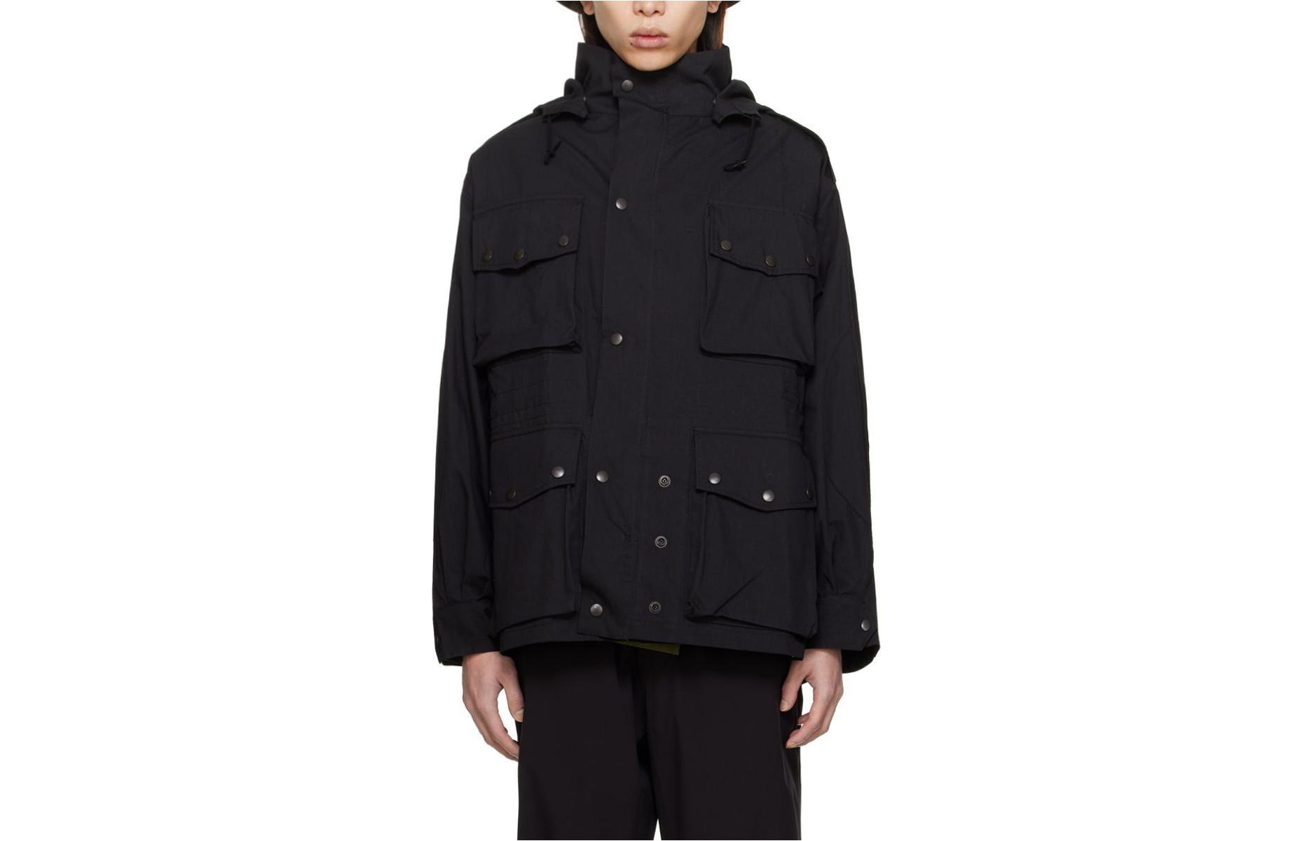 Needles Detachable Hood Pocket Long Sleeve Jacket Black 241821M180019