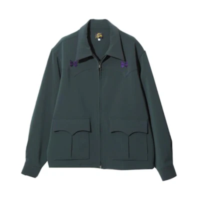 Needles Embroidered Butterfly Pocket Zip-Up Jacket Green Unisex NS148B