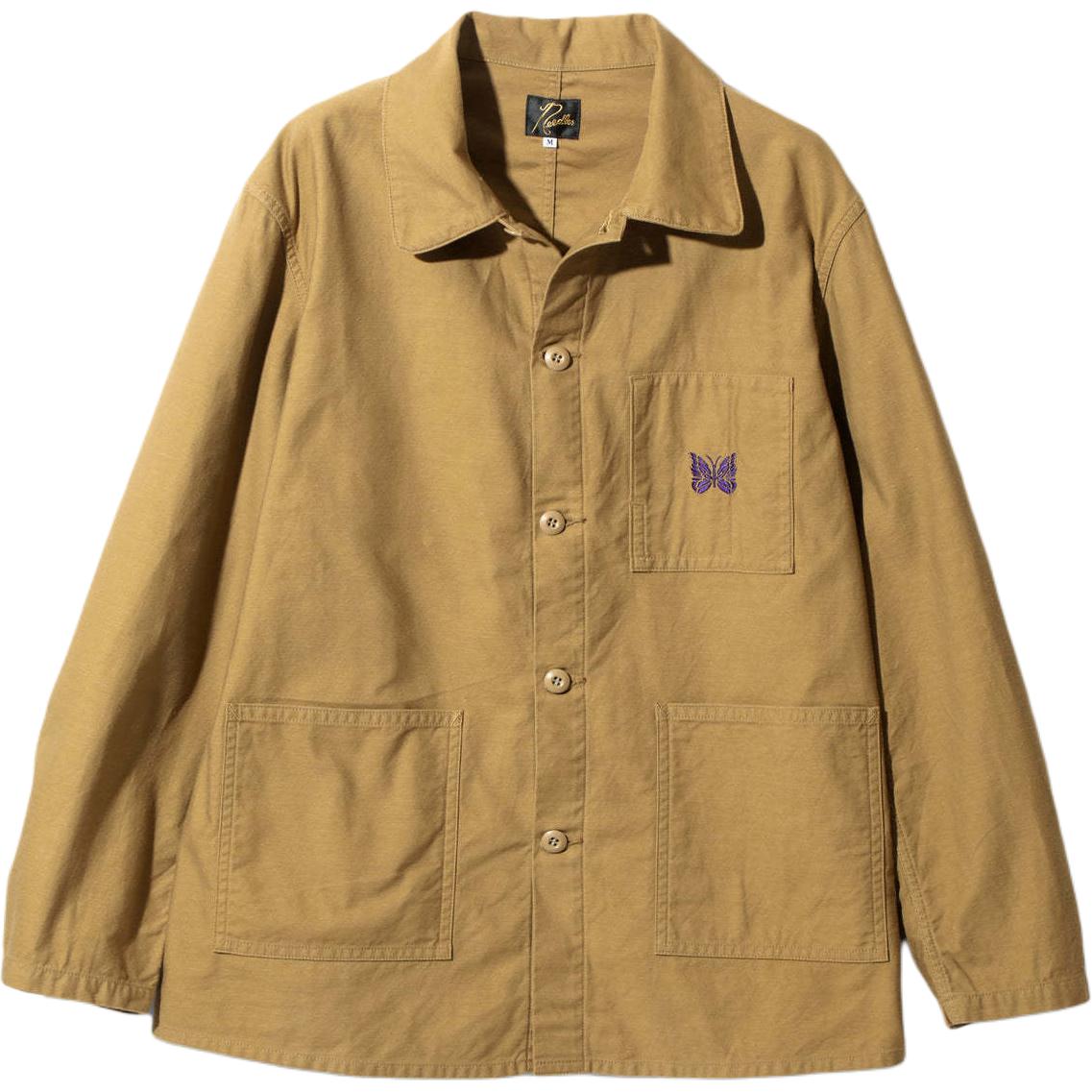 Needles Embroidered Butterfly Polo Jacket Mocha Unisex Long Sleeve PU238A