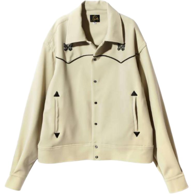 Needles Embroidered Collar Button-Up Long Sleeve Jacket Beige Unisex MR201A