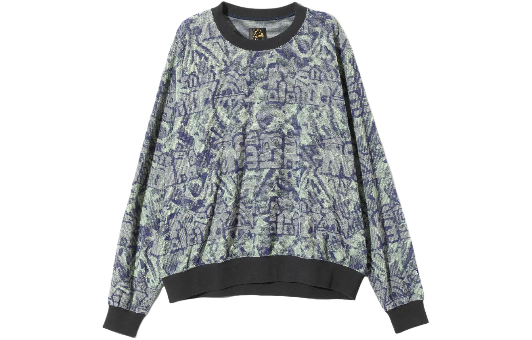 Needles Embroidered Crewneck Long Sleeve Sweatshirt Green Unisex OT094C