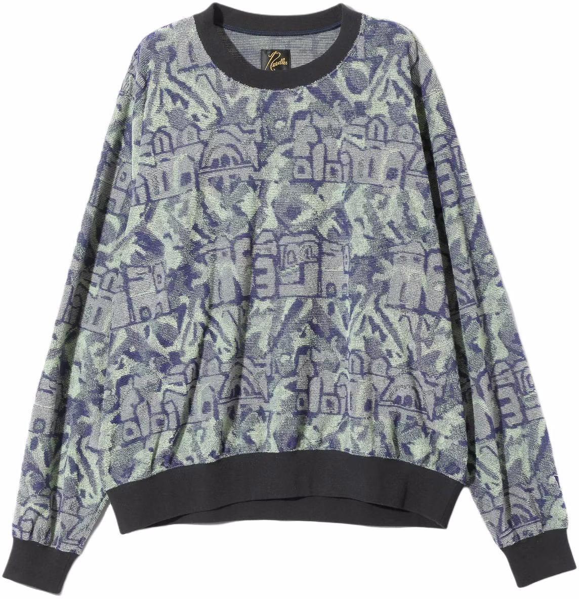 needles-embroidered-crewneck-long-sleeve-sweatshirt-green-unisex-ot-094-c