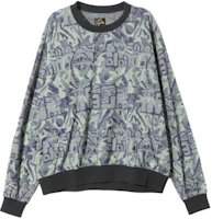 Needles Embroidered Crewneck Long Sleeve Sweatshirt Green Unisex OT094C Needles Embroidered Crewneck Long Sleeve Sweatshirt Green Unisex OT094C