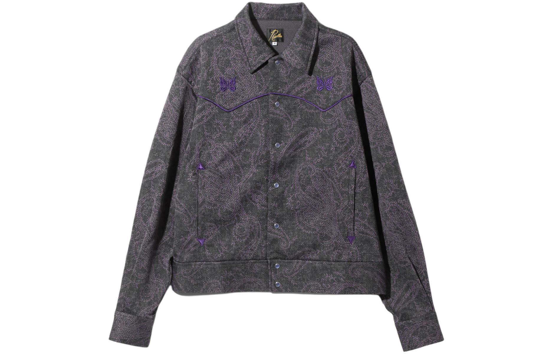 Needles Embroidered Jacquard Button-Up Jacket Purple Unisex NS1507