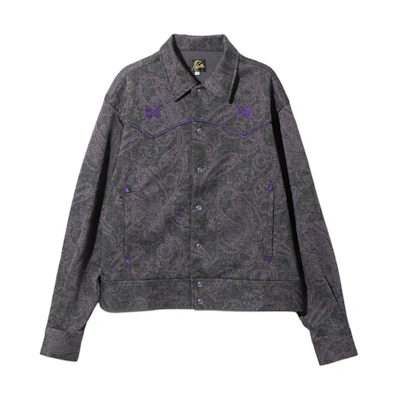 Needles Embroidered Jacquard Button-Up Jacket Purple Unisex NS1507