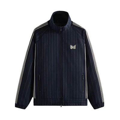 Needles Embroidered Logo Striped High-Neck Jacket Unisex Blue LQ352