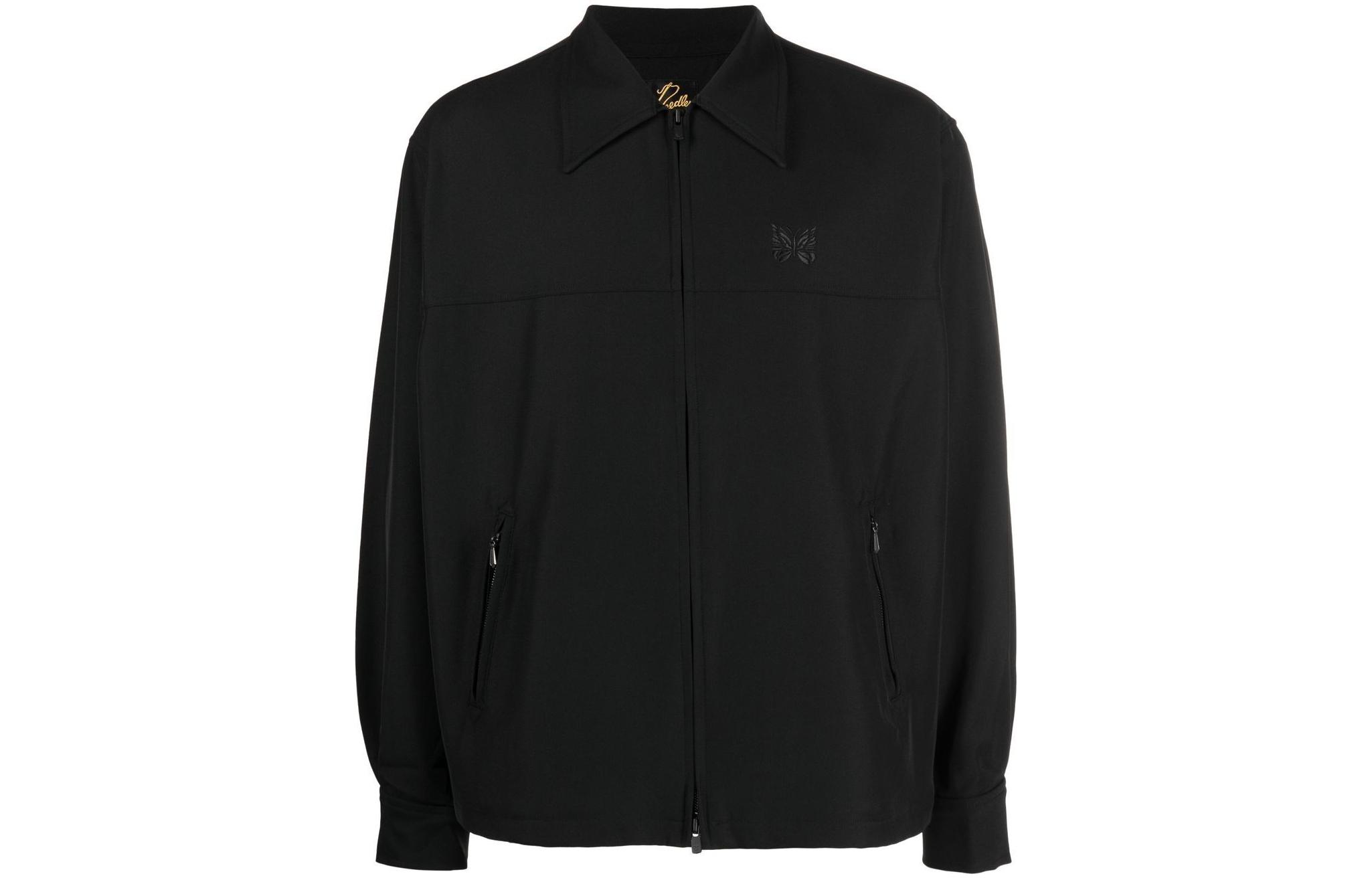 Needles Embroidered Logo Zip-Up Jacket Obsidian Black LQ1680099