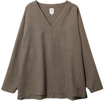 Needles Embroidered V-Neck Pullover Oversized Sweatshirt Brown Unisex OT512B Needles Embroidered V-Neck Pullover Oversized Sweatshirt Brown Unisex OT512B