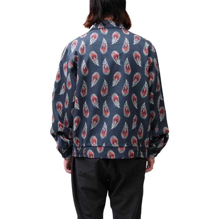 Shop Needles Feather Print Zip-Up Jacket Purple Men’s NS134