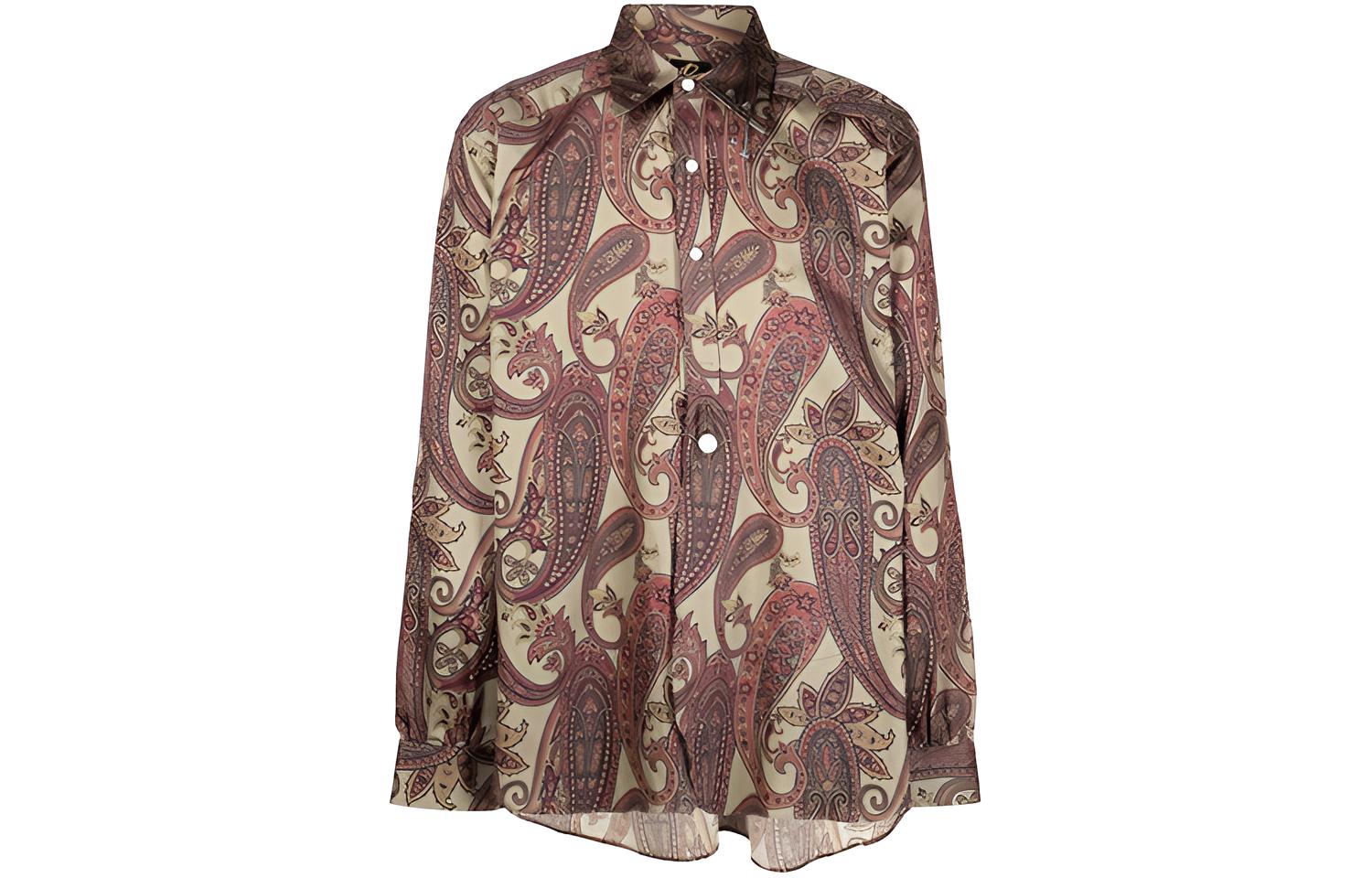 Needles FW21  Paisley Print Long Sleeve Shirt Brown JO195AKHAKI