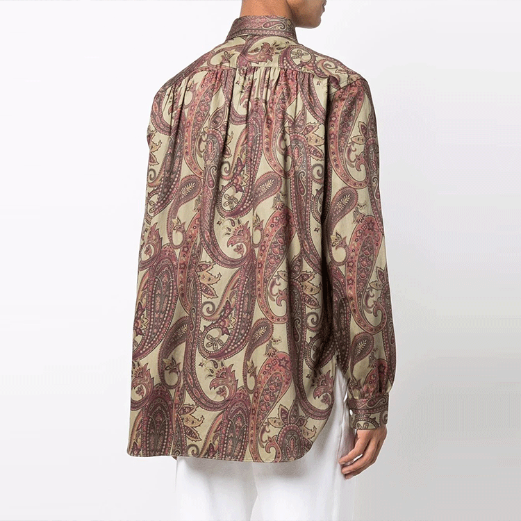 Shop Needles FW21 棕色佩斯利印花長袖襯衫 JO195AKHAKI