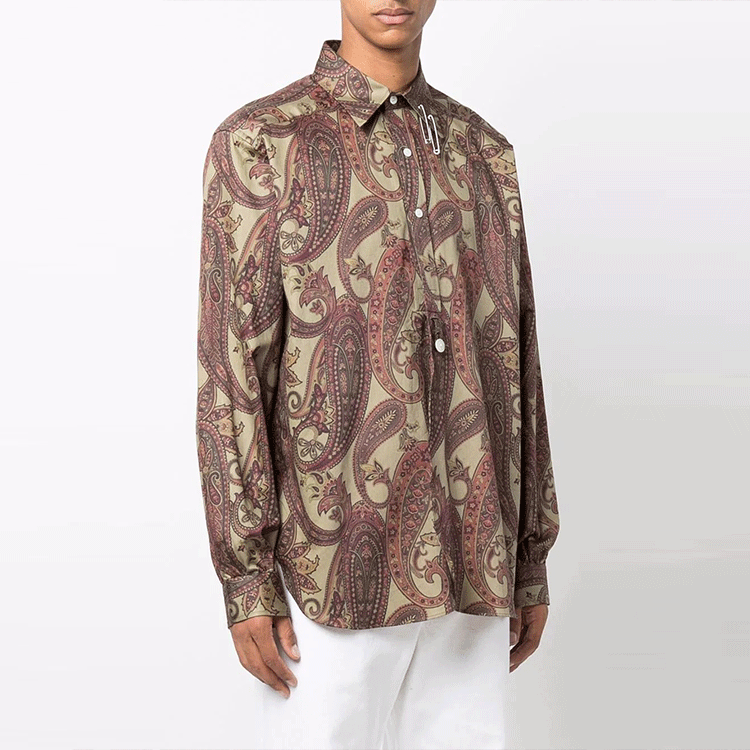 Purchase Needles FW21 棕色佩斯利印花長袖襯衫 JO195AKHAKI