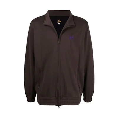 Needles FW21 Brown Solid Logo Embroidered Zip-Up Track Jacket Men JO211